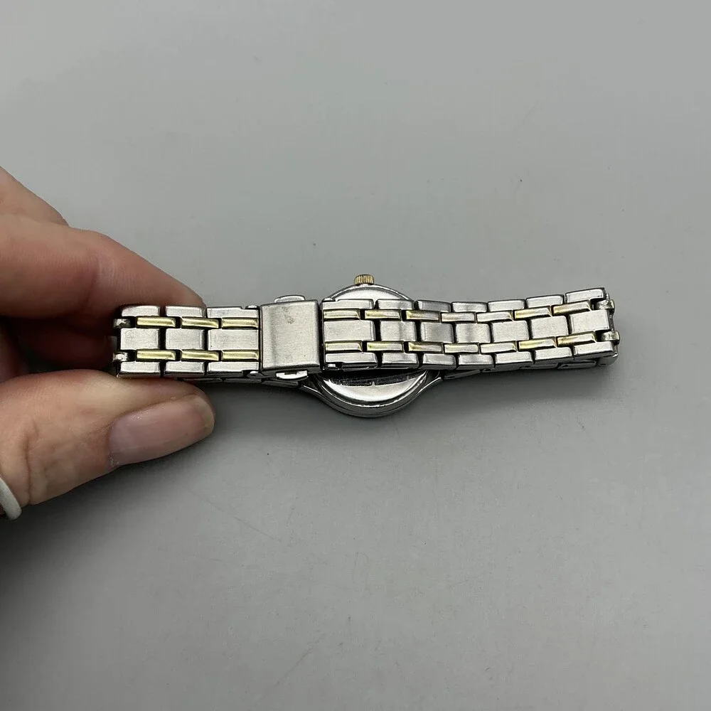 Timex Indiglo Womens Watch 24mm White Dial Two Tone Date New Battery 6.5